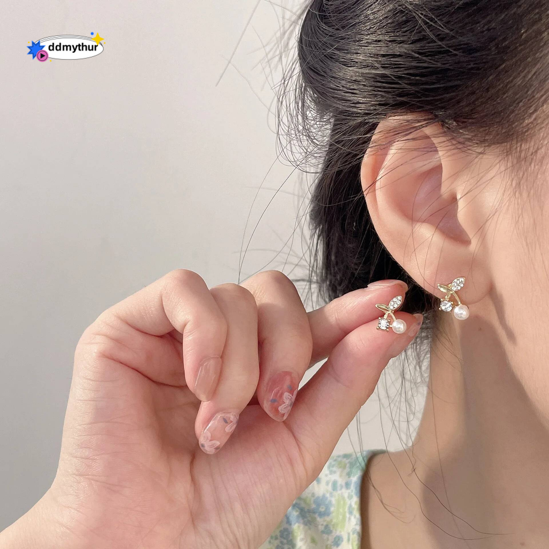 Cherry No Hole Ear Clips Inlaid Rhinestone Clip Earring Without Piercing Minimalist Earrings Jewelry CEQ269 ddmythur