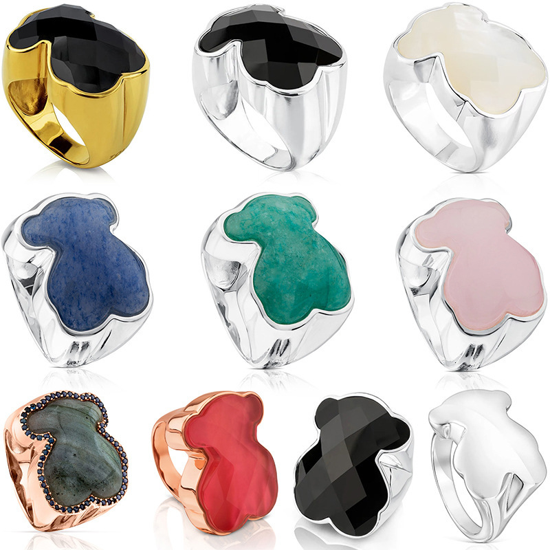 Luxury Jewelry Designer Touss Toustous Jewerly Ring For Woman Engagement S925 Sterling Silver Clover Mossanite Bear Ring