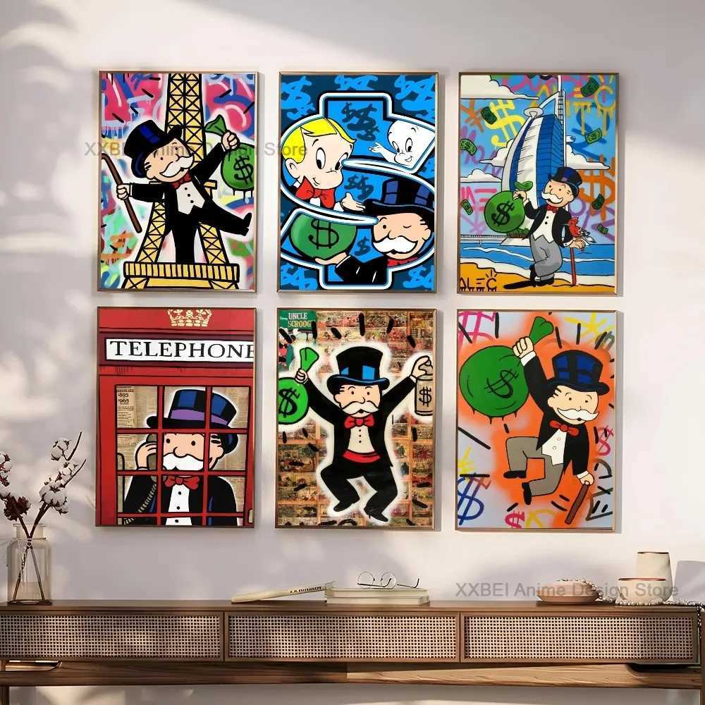 1pc Street Graffiti Art Alec Monopoly Poster Sticker Bedroom Study Wall Art Hanging Painting Decor High Quality Printed Matter Y250510
