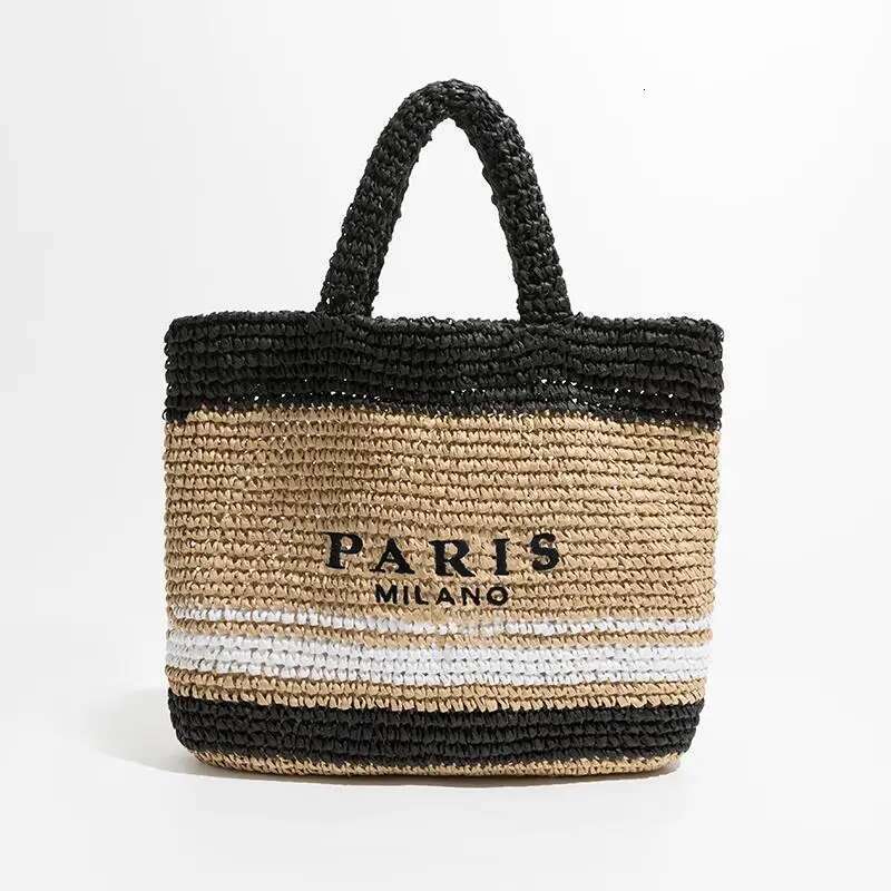 Fashion Large Capacity Straw Tote Designer Letters Women Handbags Handamde Woven Summer Beach Bag Casual Bali Big Purse 2024