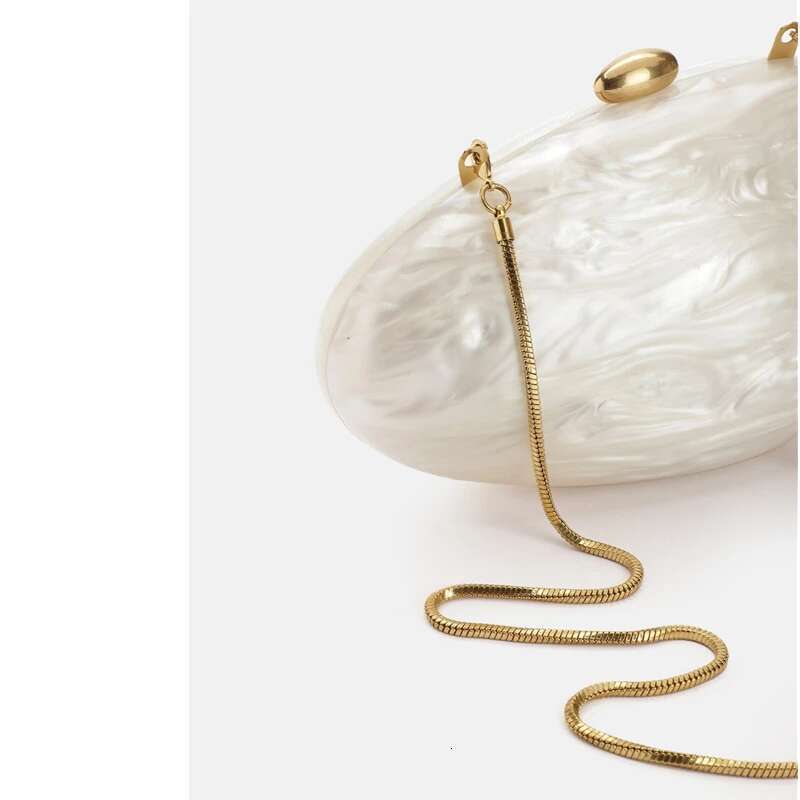 Dinner Bag Egg Shell Clutch Bag Acrylic Women Wedding Evening Party Cute Ivory Pearl Color Purse Handbag Summer New KQ