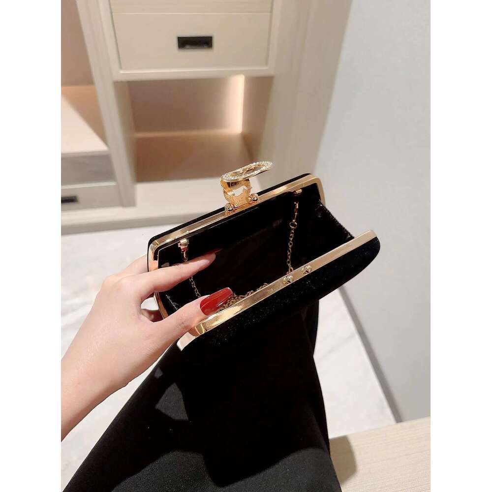 Dinner Bag Ladies Autumn Winter Veet Box Dinner Sparkly Rhinestone Decoration Banquet Clutch Evening Dress Prom Party Bag KQ