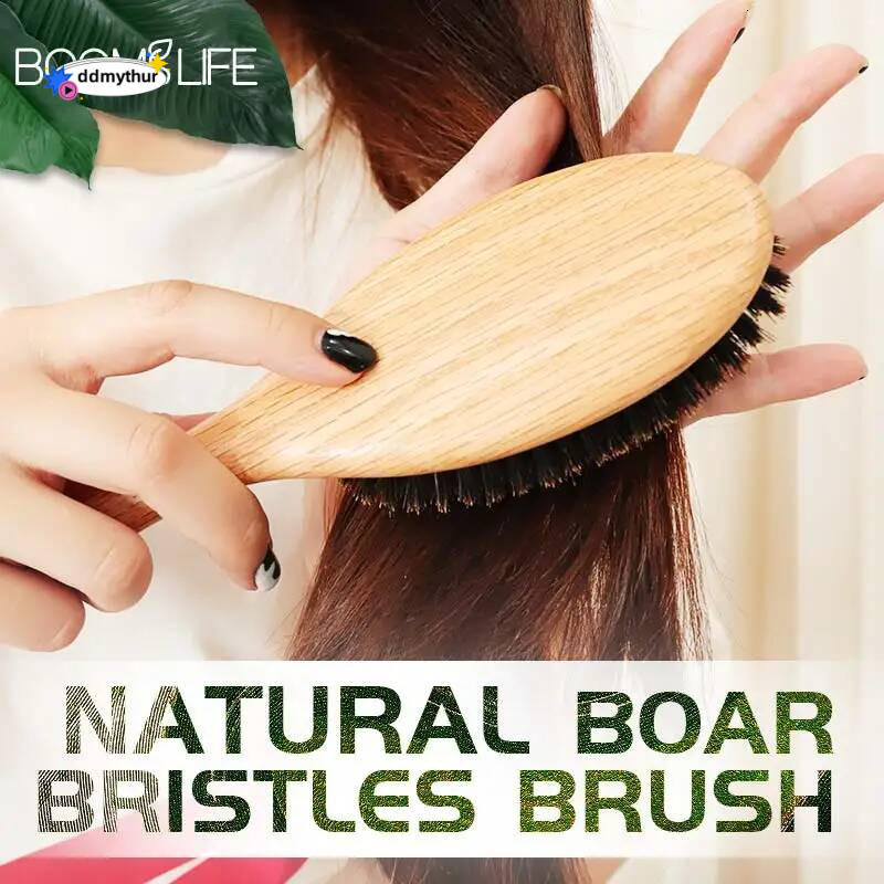 Boar Bristle Women Combs for Wood HairBrush Detangle Straightener Brush Hair Comb Barber Accessories ddmythur
