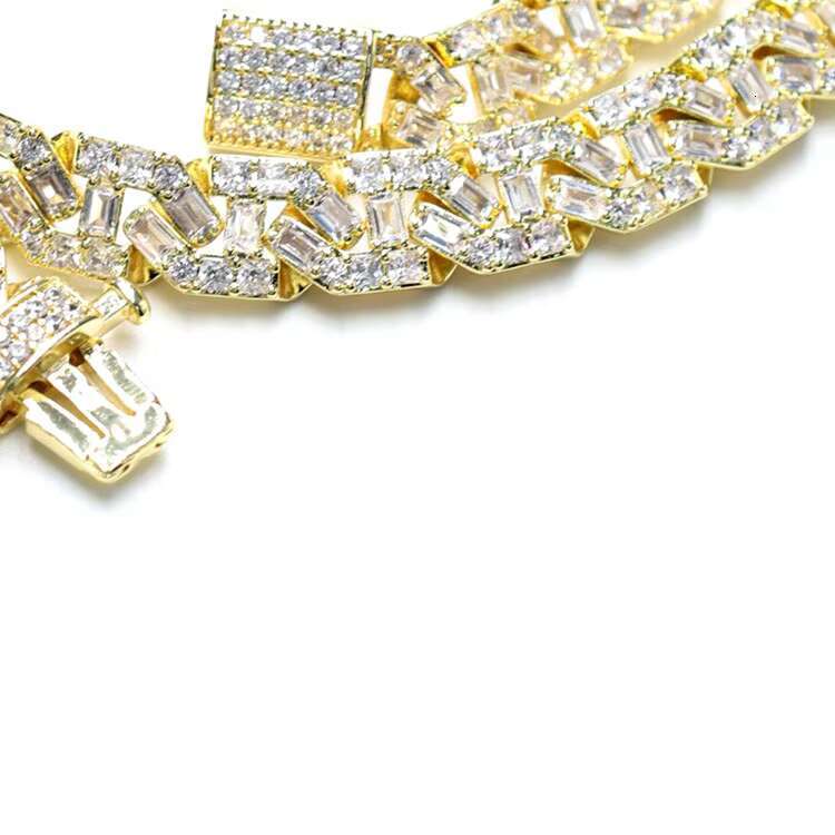 Luxury Hip Hop Bling Men Women Jewelry 15mm Brass Zircon Diamond Iced Out Cuban Link Chain Necklace Bulk Order