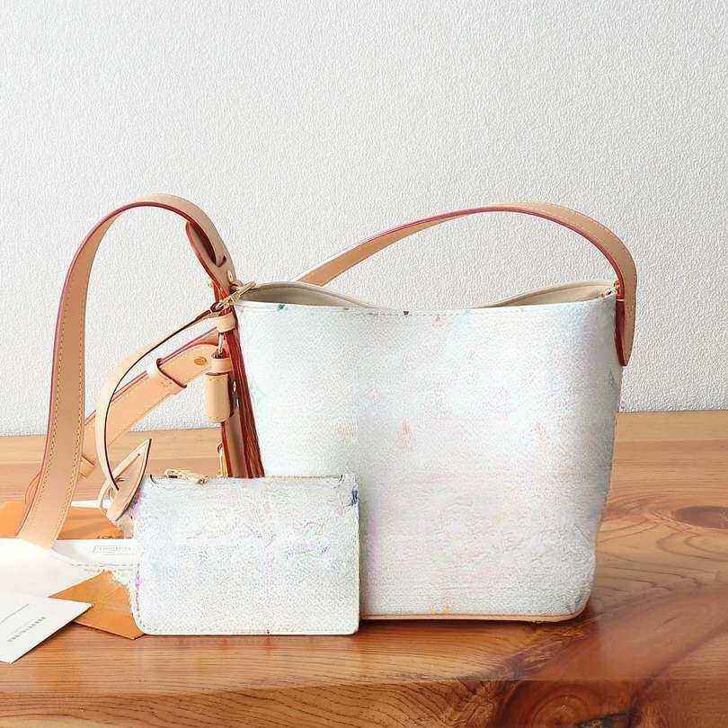 2025 New Multicolore pattern Tote Designer Shoulder Bag Commuting Bag Butterfly Adjustable strap in Coated canvas calfskin trim 18K plated hardware