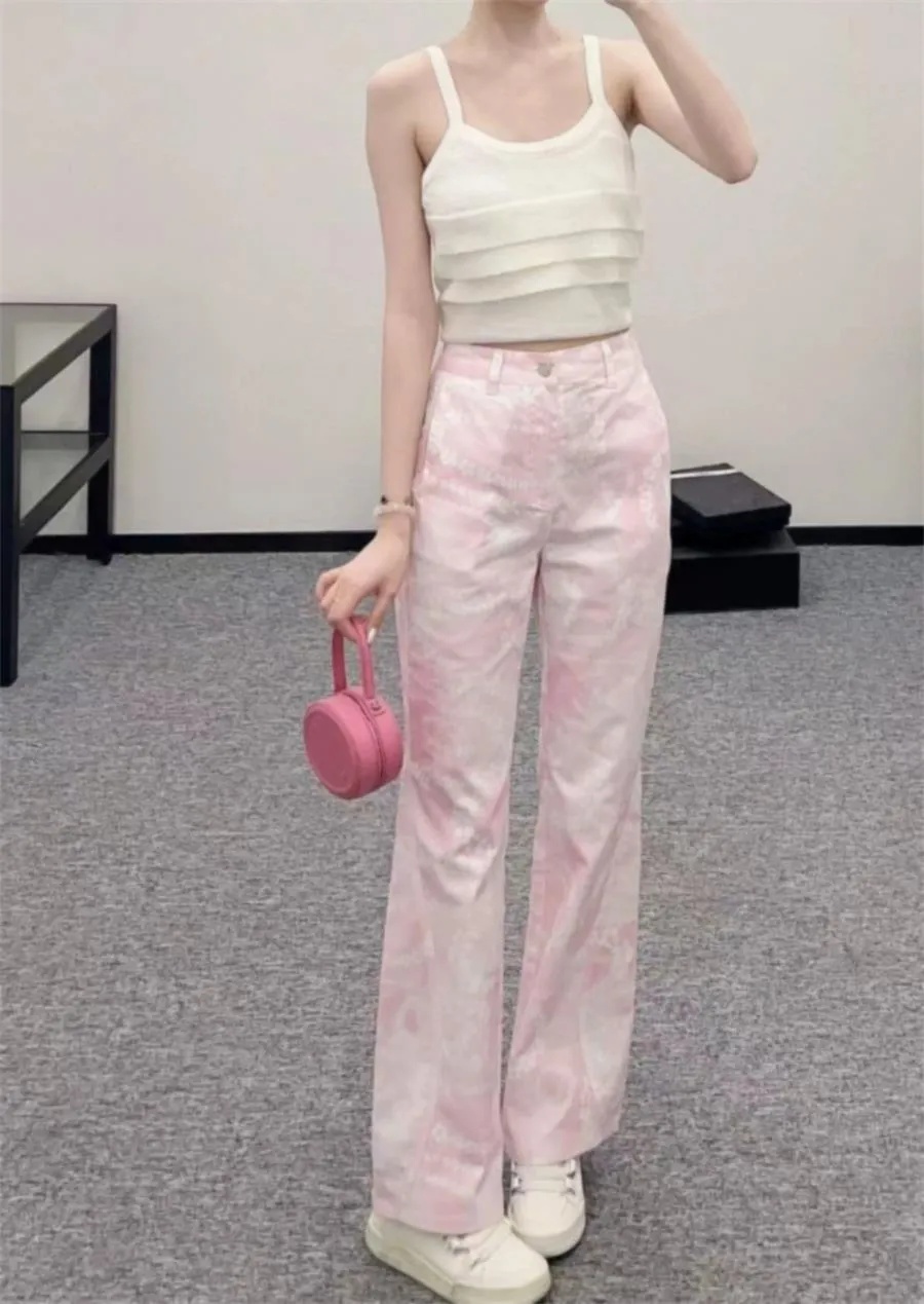 Chan 2025 new jeans women designer clothes women womens straight pants Paris runway women printed jeans designer trousers women flares pants wome