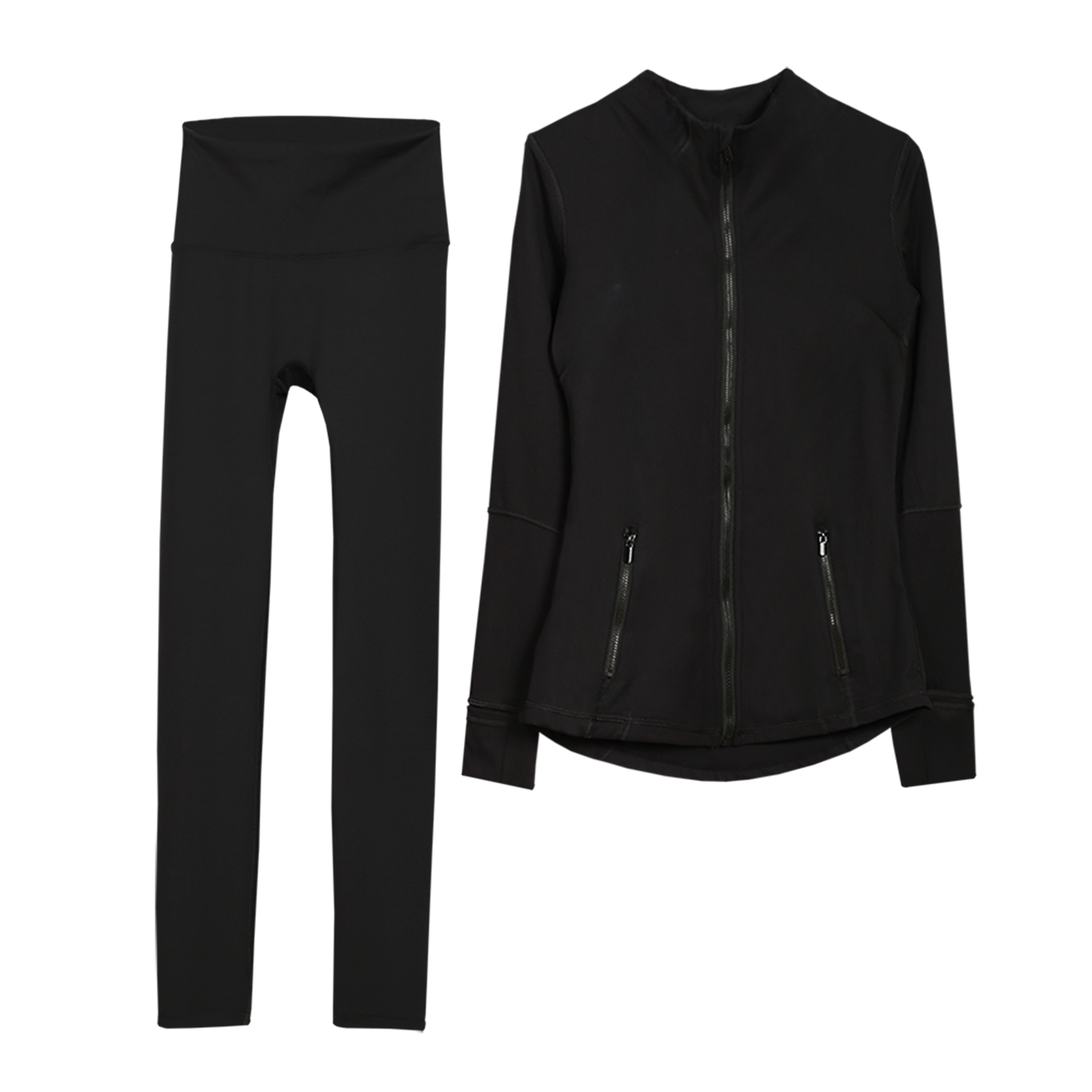 women yoga set zippered cardigan long sleeve slim fit running gym sports leggings jacket suit workout activewear fitness training tops bottoms