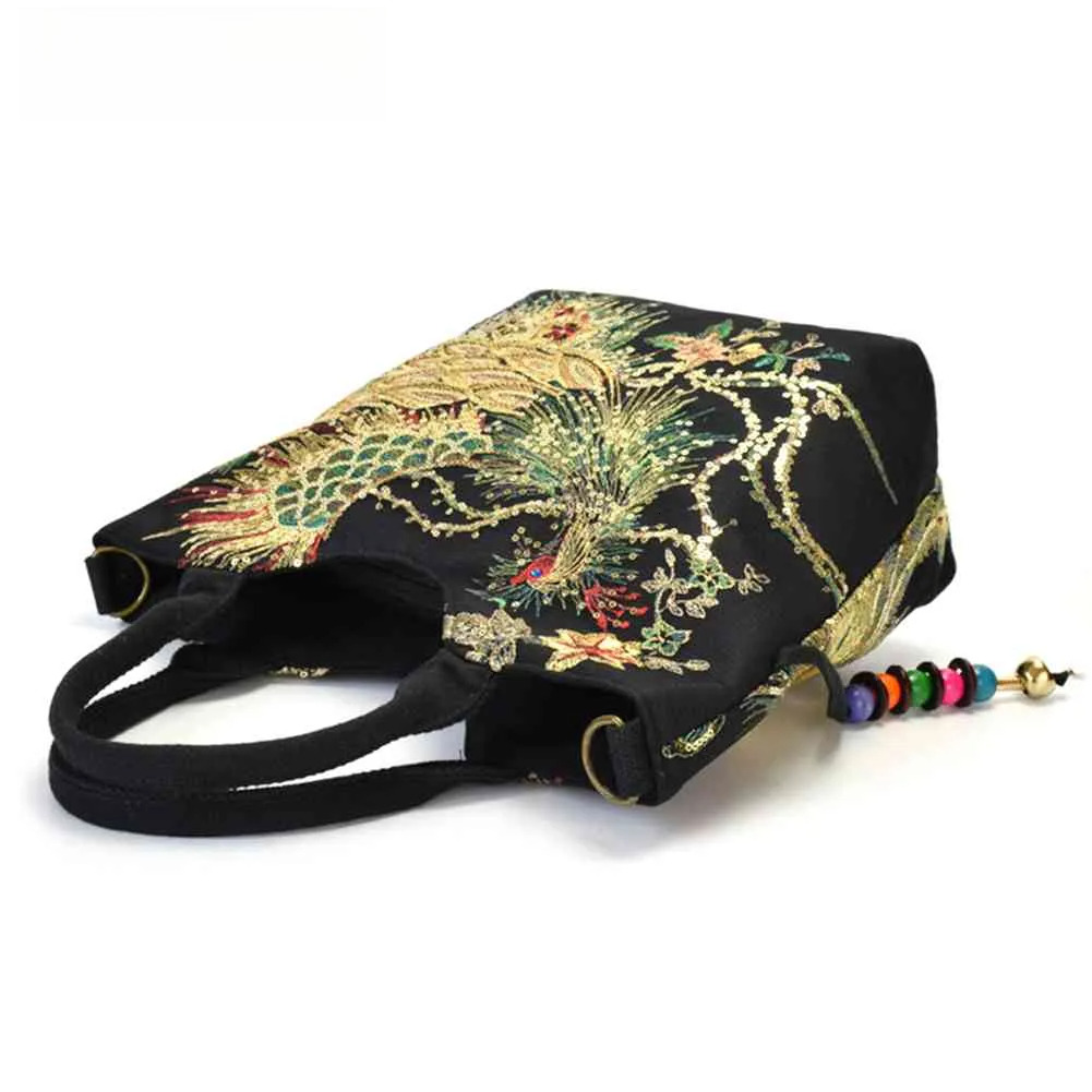 Free Shipping Canvas Shoulder Bags Female Embroidery Handmade Ethnic Style Handbags Retro Women Top-handle Large Capacity Designer Bag Luxury Bag Tote