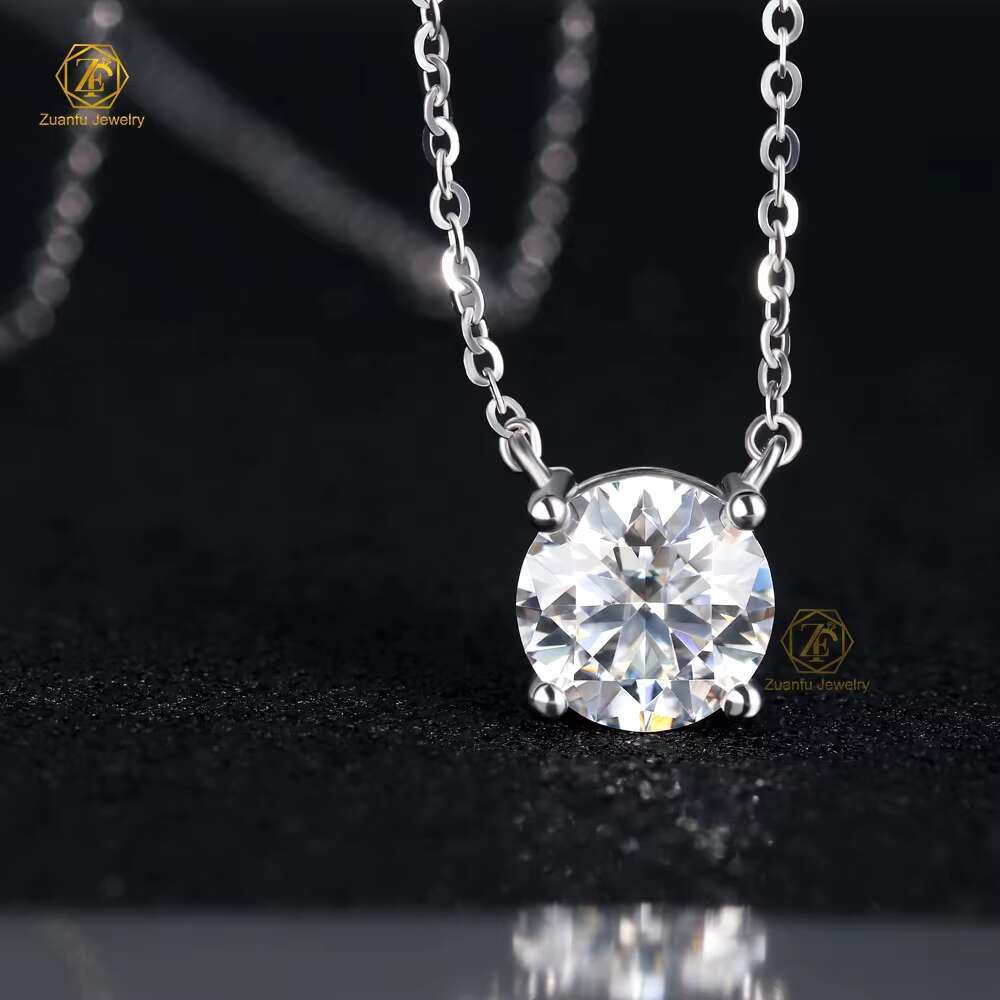 Simple Classic Real Diamond Jewelry 2carat D VS1 Round Shape Lab Grown Diamond 14k 18k Gold Solitaire Necklace