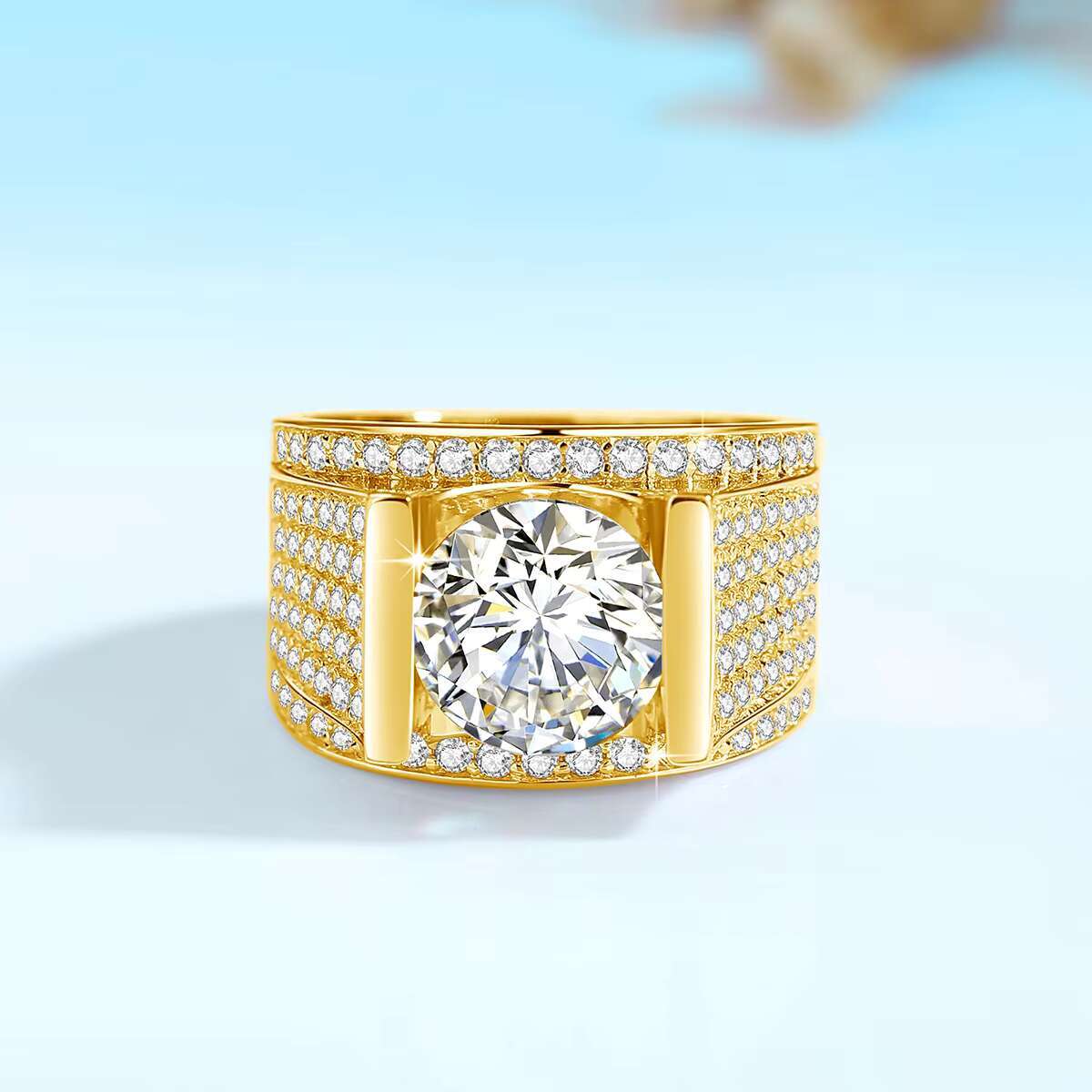 Jewelry Dropshipping Hip Hop Style Ice Cut Stone 4 Ct Diamonds Mens Moissanite Ring