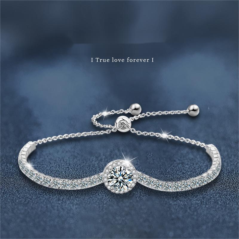 Minimalist Charm: Genuine Sterling Silver Moissanite Bangle Perfectly Adaptable