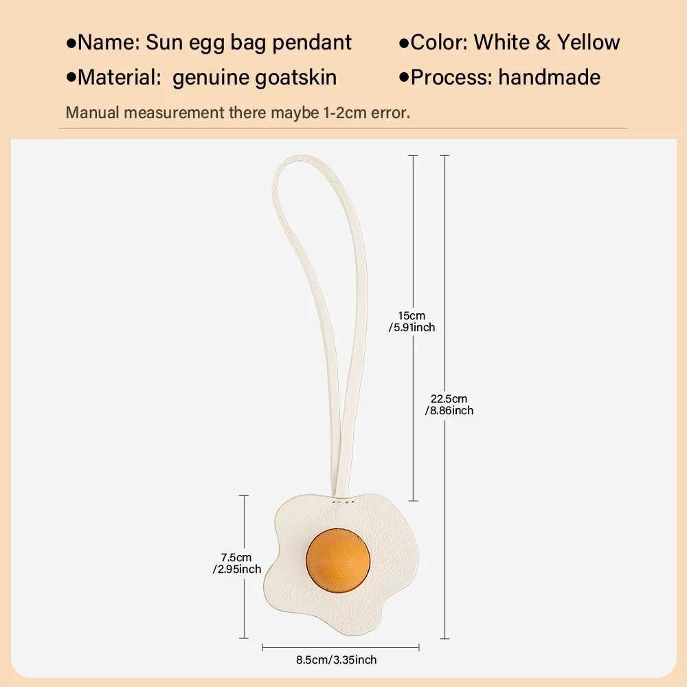 Handmade Genuine Leather Bag Charm Sun Egg Keychain Purse Charms Bag Pendant for Handbags Gift Bag Accessories Charms Z250509
