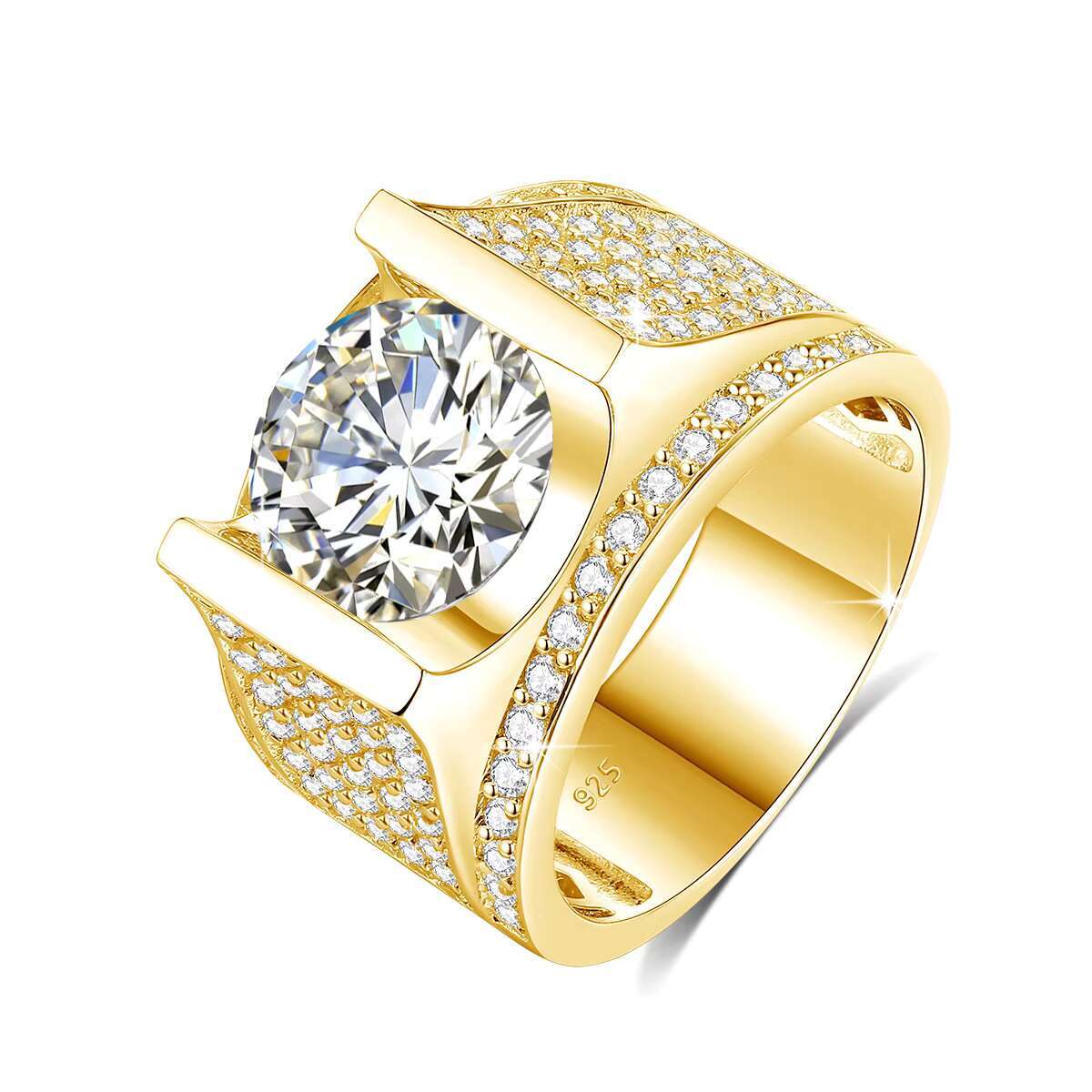 Jewelry Dropshipping Hip Hop Style Ice Cut Stone 4 Ct Diamonds Mens Moissanite Ring