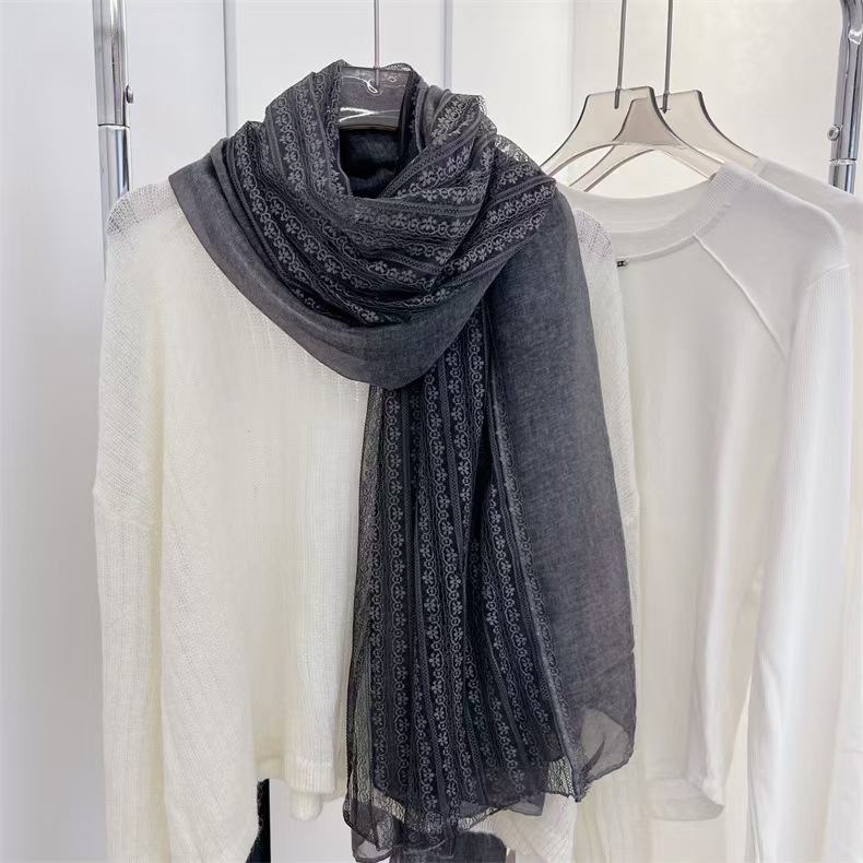 T671 linen cotton and linen thin scarf fashionable women's outer shawl early spring and summer western-style solid color silk scarf