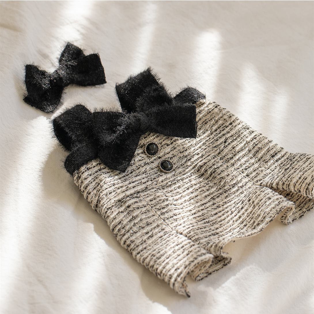 Tweed Princess Dog Apparel Dress Girl Cute Pet Clothes Outfit Small Dogs Costume Puppy Dresses for Small Dogs Cat Girl Female Teacup Yorkie Chihuahua 