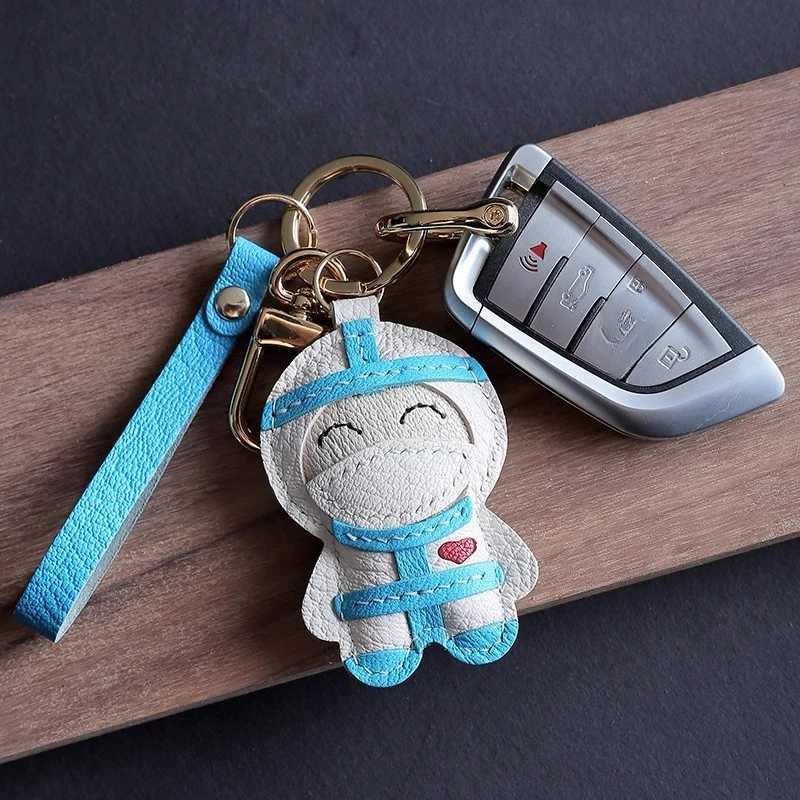 Handmade leather Bag charm Big White Cute Car Pendant DIY Material Bag Keychain Pendant Leather Bag Pendant Birthday gift Z250509