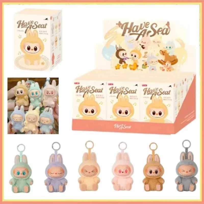Kawaii Labubu The Monsters Blind Box Have A Seat Series Macarrr Vinyl Base Series Monster Keychain Decorations Birthday GiftsT250514