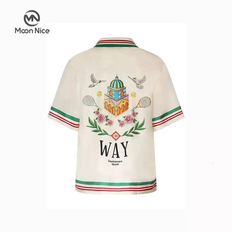 Casablanco Tshirt 25Ss Men Designer Silk Shirt Hawaiian Satin Flower Gradient Womens Short Sleeve Casablancashirts Shirt Beach Shirts Button Up Tops 819