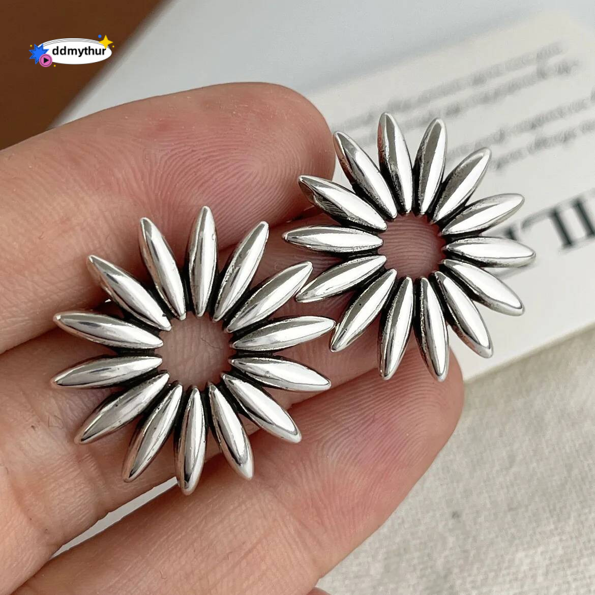 Sterling Sier Vintage Square Earrings For Women Retro Big Suower Earring Jewelry Prevent Allergy Party Accessories Gift ddmythur