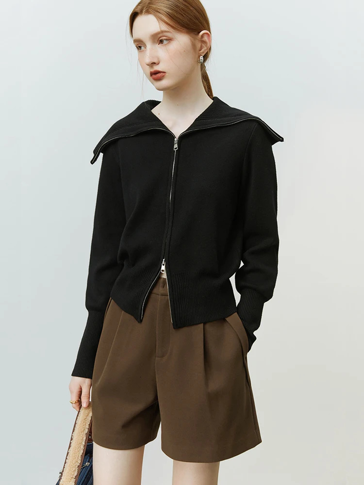 FSLE Simple Woolen Aline Short Autumn Winter Outer Wear High Waist Casual Pants Office Lady Loose Solid Wide Leg Shorts 250506Z