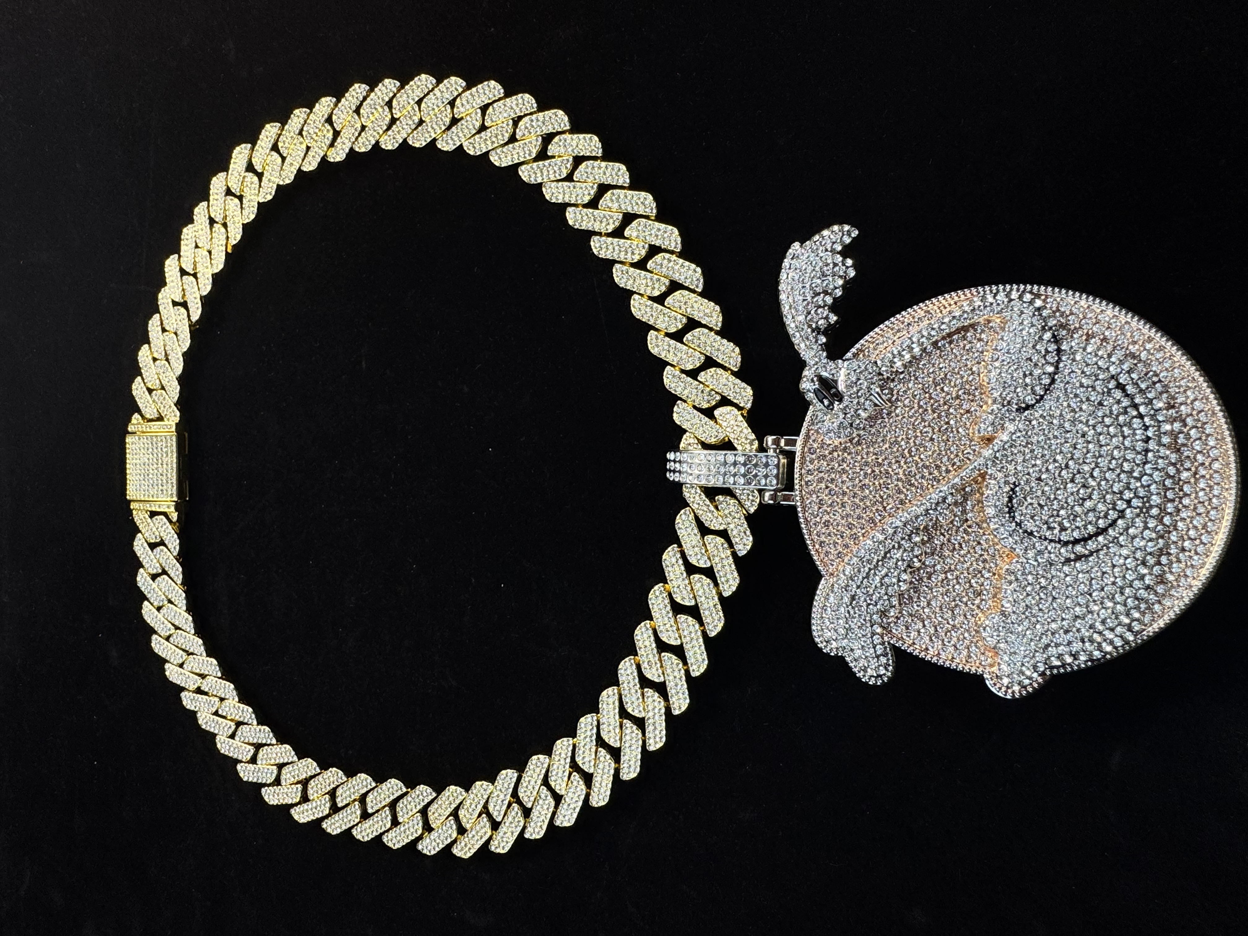 Moissanite Cuban chain Luxurious + pendant set 14MM VVS Moissanite ice dia gold sterling sier men's Miami Cuban chain necklace