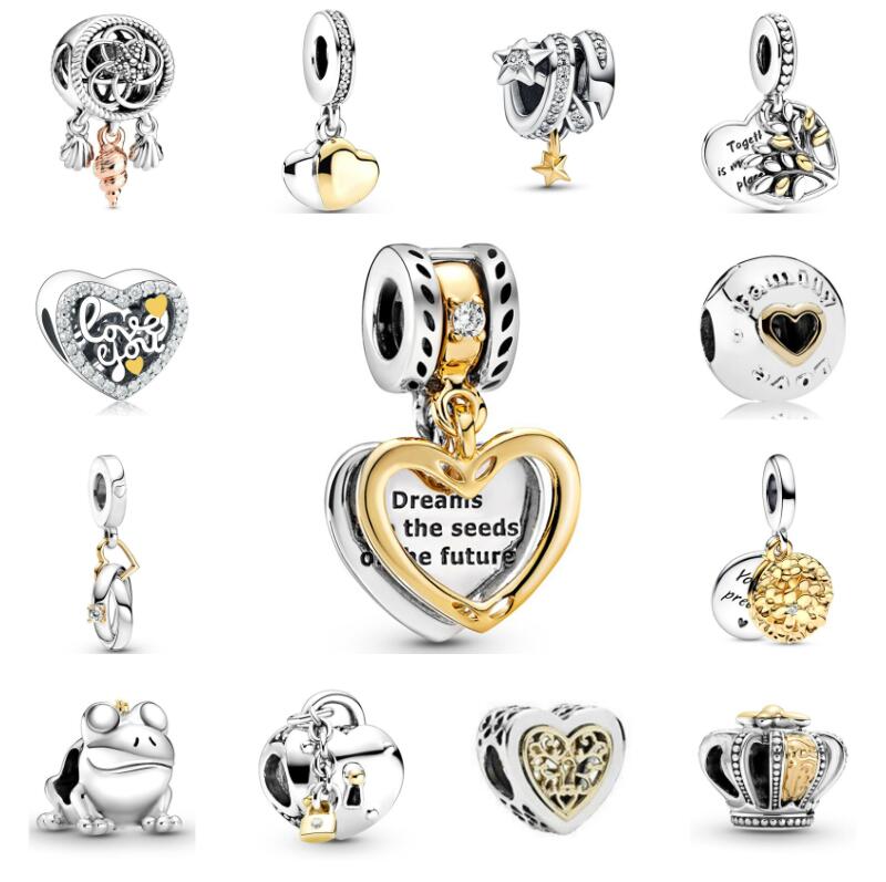 Designer Charms Classic Big Hole Loose Beads Gold Silver Plated Heart Clover Dream Pendant Jewelry Finding Components For Women DIY Bracelet Necklace Love Gift