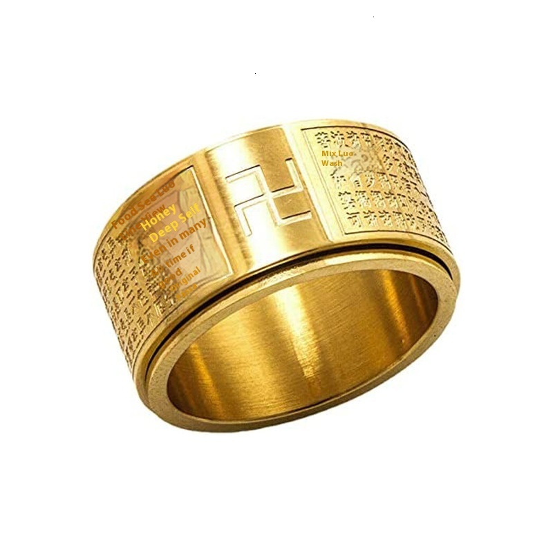 Star Combination Titanium Jewelry with Rotating Stainless Steel Wind Swastika Character Men's Ring