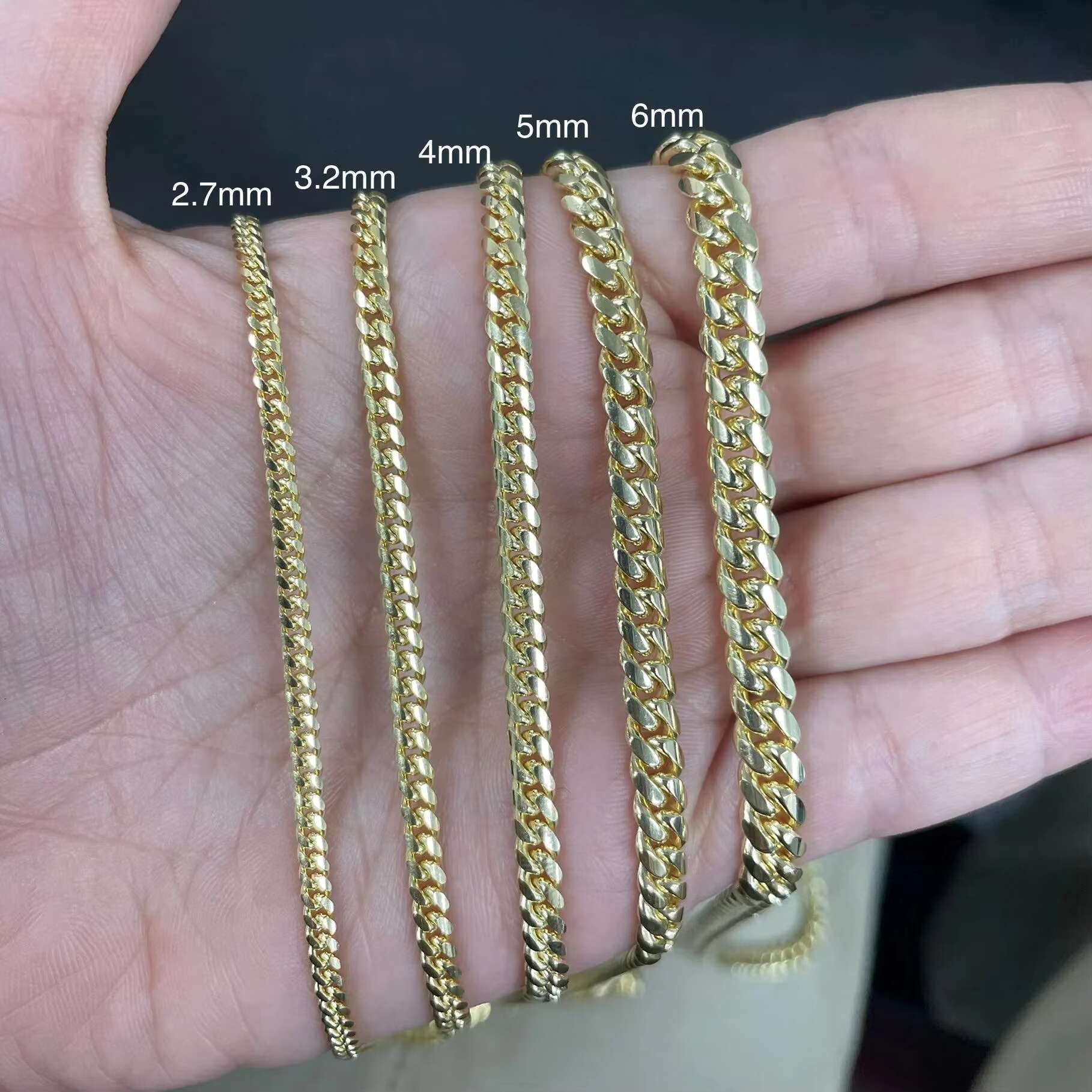 Custom 6MM 8MM 10K 14K Solid Gold Plated Moissanite Buckle Cuban Link Chain Necklace Bracelet Fine Jewelry for Men Wome
