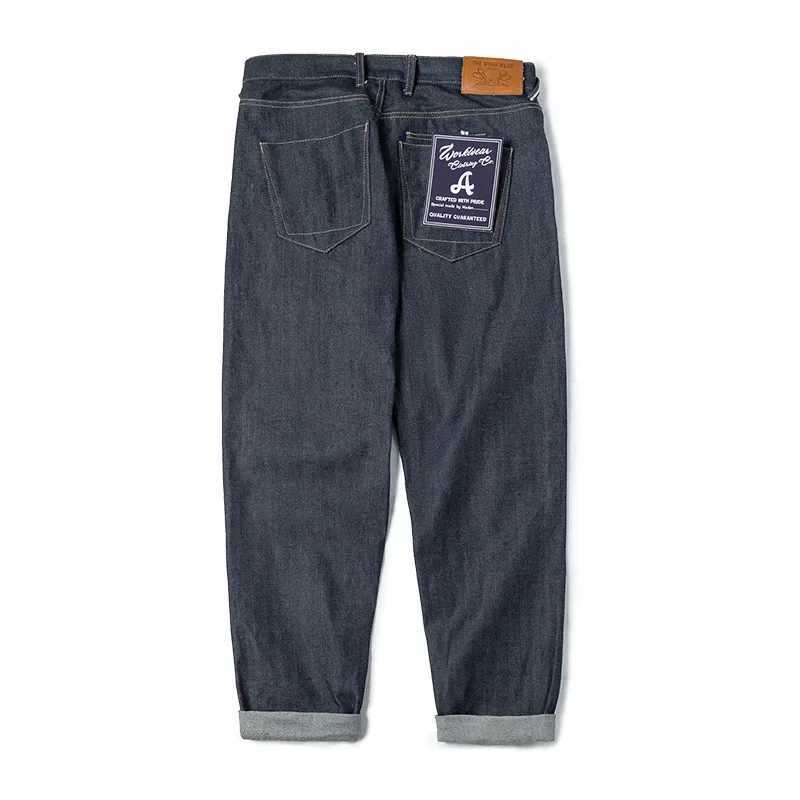 Maden Vintage Denim Jeans Washed Straight Pants Mid Waist for Men 3.5 Oz Heavy Weight Indigo Selvage Jeans Double Layer Pockets W250510
