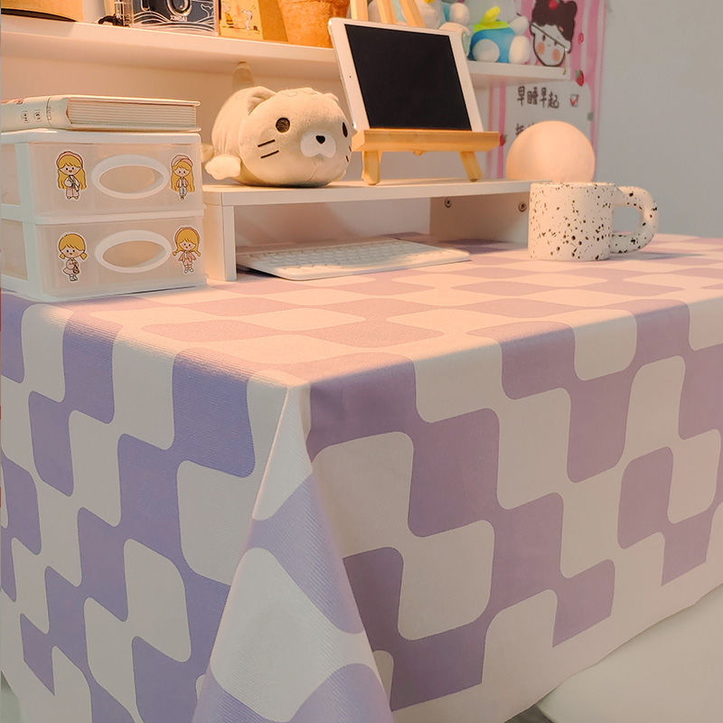 B419 Nordic style tablecloth net red plaid tablecloth student dormitory desk cloth atmosphere tablecloth coffee table decoration cloth ins