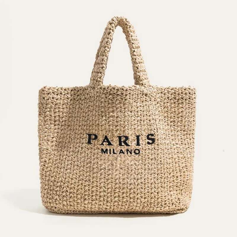 Fashion Large Capacity Straw Tote Designer Letters Women Handbags Handamde Woven Summer Beach Bag Casual Bali Big Purse 2024