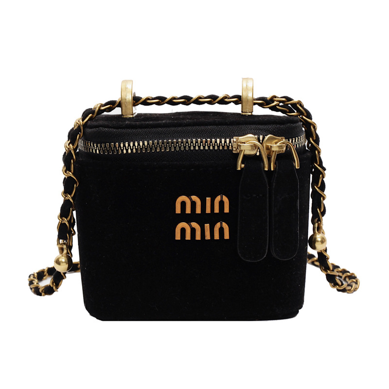 2025 Vintage Designer Mini Bucket Bag with Matte Finish and Chain Strap for Women, Fashionable Shoulder Bag