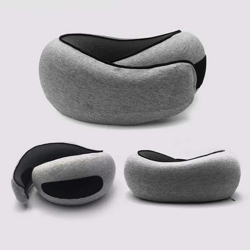 Memory foam neck pillow Cervical Vertebra travel portable noon plane U-shaped pillow sleep camping pillow handbag M250510