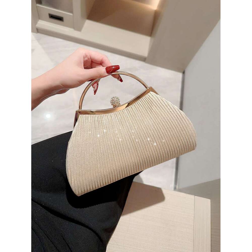 Dinner Bag Women S Classic Pleated Design Shiny Handheld With Rhinestone Decoration Evening Dress Party Prom Bag Dr KQ