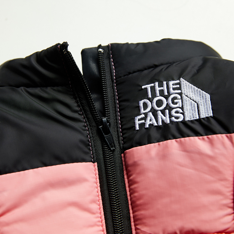 Dog Winter Coat Jacket, 'THE DOG FANS' Embroidery Pattern Dog Clothes with Zipper, Waterproof Windproof Warm Coat, Cold Weather Clothes for 