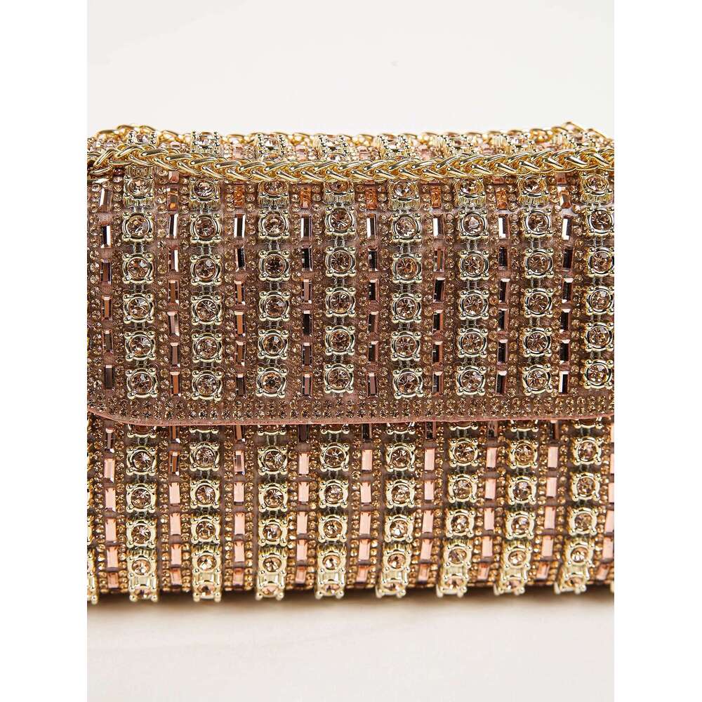 Dinner Bag PC Multi Color Square Bag Glitter Bling Shiny Glamorous Elegant Exquisite Small Rhinestone Chain Decor Shoulder Evening Bag Top KQ