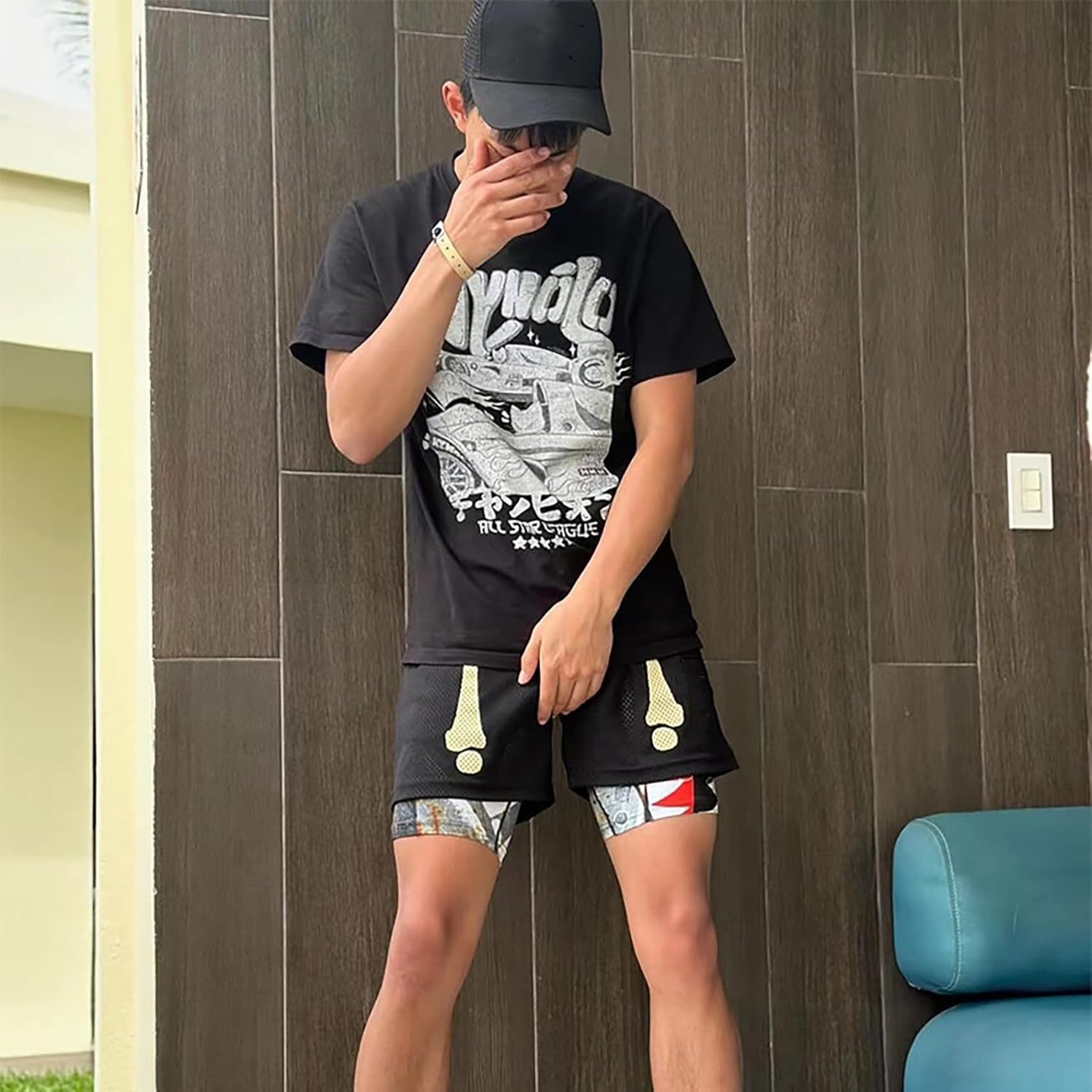 Mens Skyline Graphic Shorts Casual Streetwear Cool Basketball Shorts Running Workout Shorts with Pockets