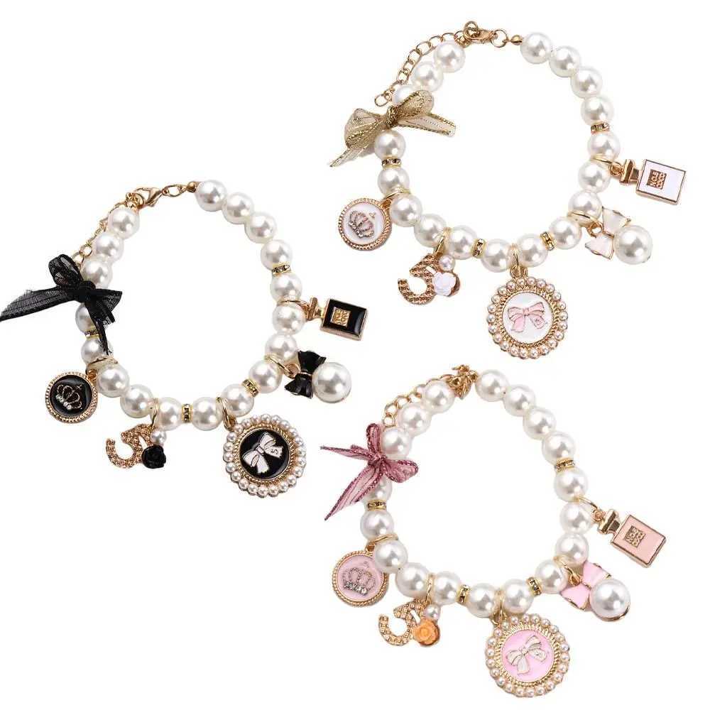 Pet Pearl Collar Dog Princess Bow Necklace Cat Jewelry Cute Collar Puppy Accessories Dog Chain Chihuahua Wedding Jewelry StuffXJ241219