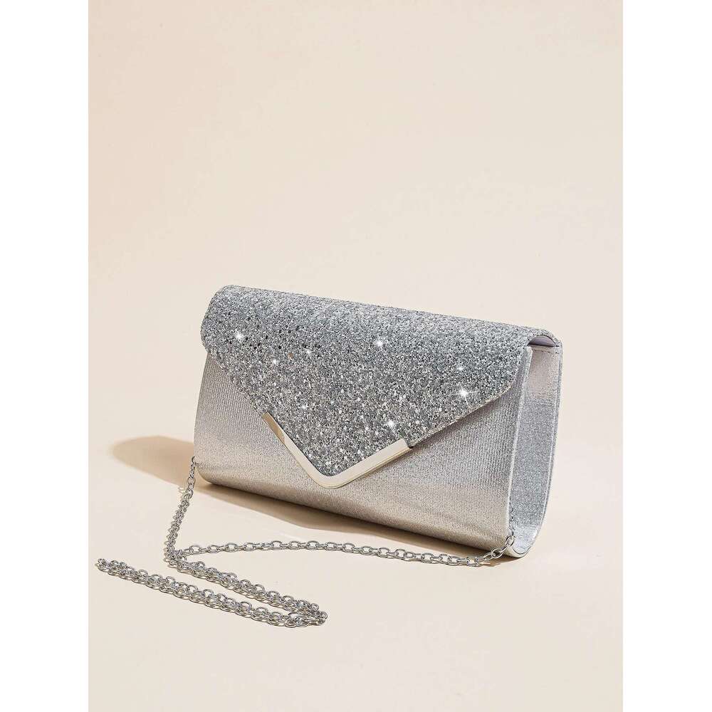 Dinner Bag Women Evening Envelope Handbag Prom Sequin Clutch Purse Chain Shoulder Cross Body Bag For Party KQ