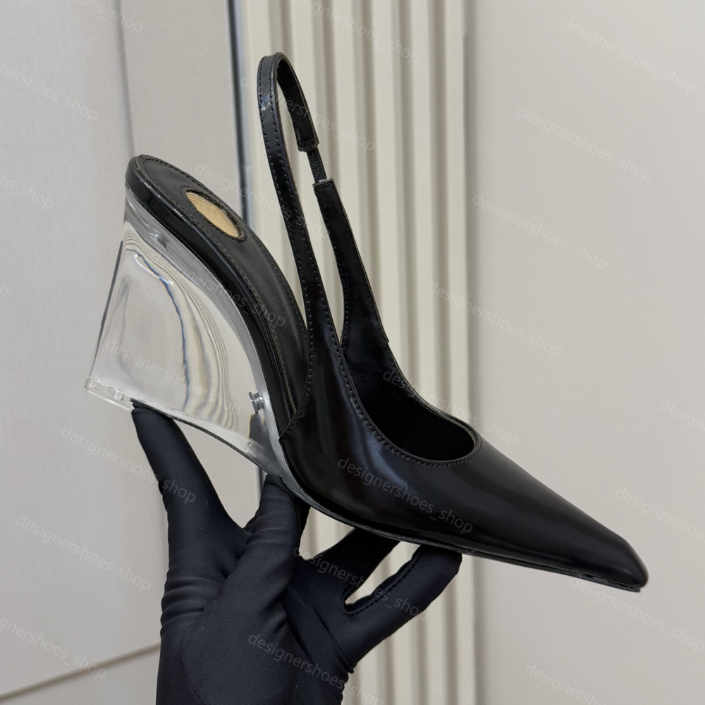 Top Miller Wedge Pump Patent Leather Slingback Sandals designer pointed toe clear Wedge Mule slippers high heel Sandal fashion dress shoes Party evening shoes 35-42