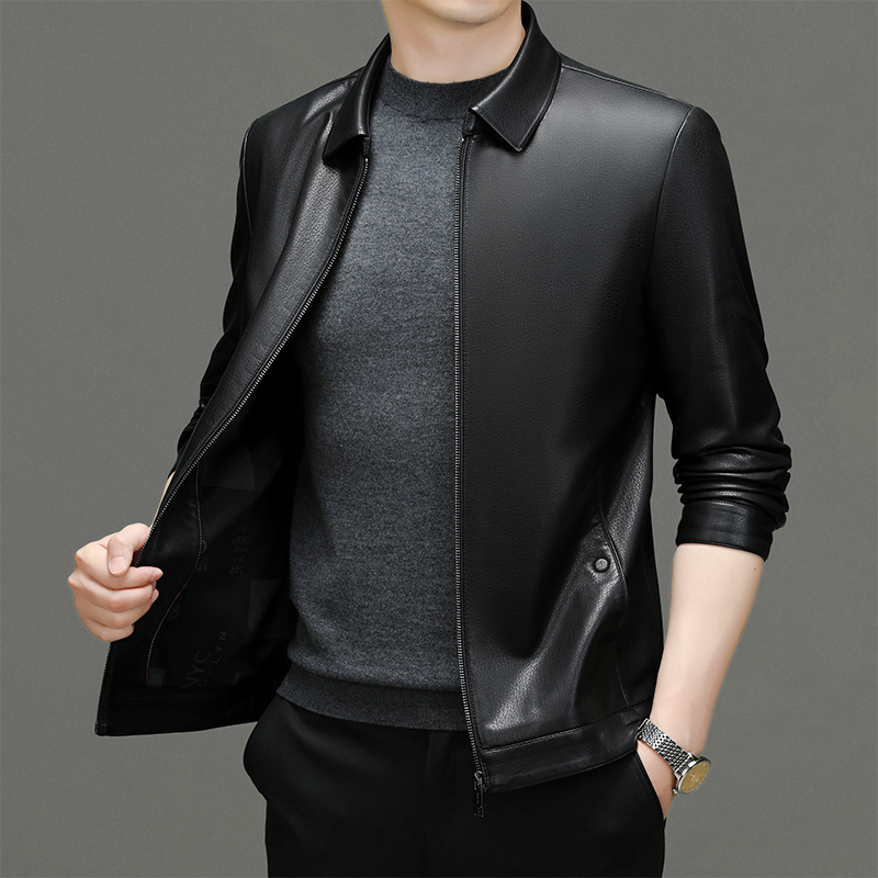 Middle-aged Mens Fashionable Business Pu Leather Coat for Everyday Wear Stylish & Durable 8362