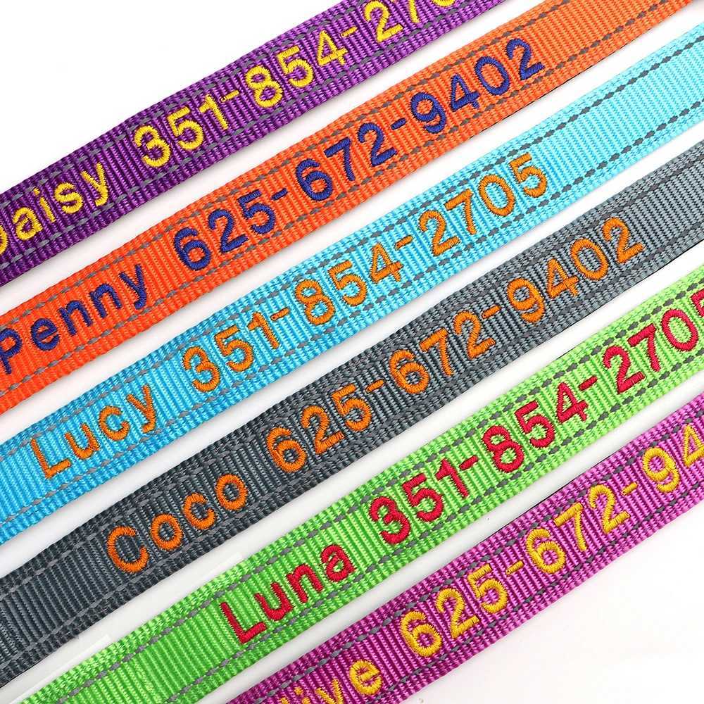 Embroidered Nylon Dog Collar Free Custom Dogs Collar Reflective Pet ID Name Phone No. For Small Medium Large Dogs Pug AdjustableXJ241219