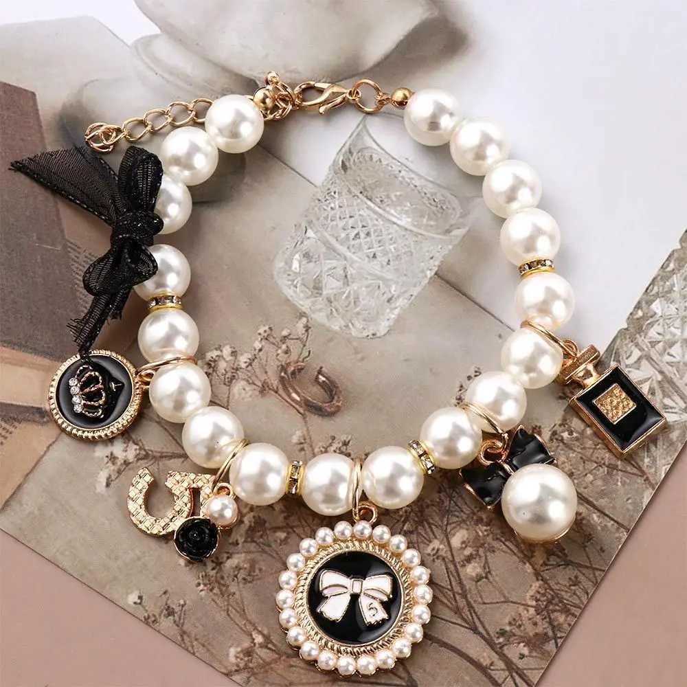 Pet Pearl Collar Dog Princess Bow Necklace Cat Jewelry Cute Collar Puppy Accessories Dog Chain Chihuahua Wedding Jewelry StuffXJ241219