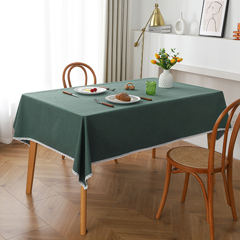 B333 tablecloth waterproof and oil-proof household high-grade coffee table solid color tablecloth lace rectangular tablecloth dirt-resistant and wear-