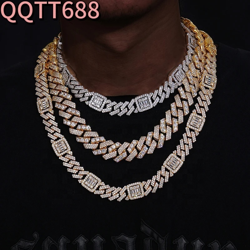 Luxury Fine Jewelry Hip Hop Iced Out VVS Moissanite Diamond Chain IGI Certified 14k Solid Gold Cuban Chain Link for Men