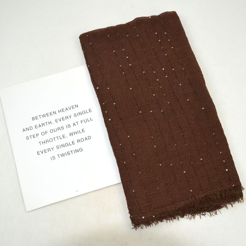 T672 autumn and winter new solid color pleated sequined fur scarf for women warm trendy versatile shawl
