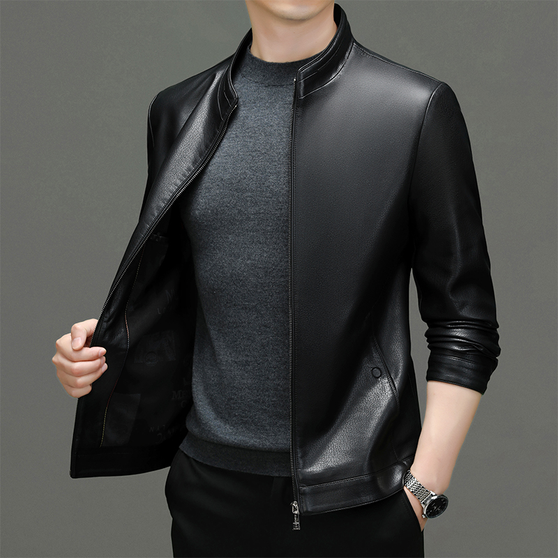 Men's Spring-Autumn Leisure Leather Jacket - Business Ready with PU Material