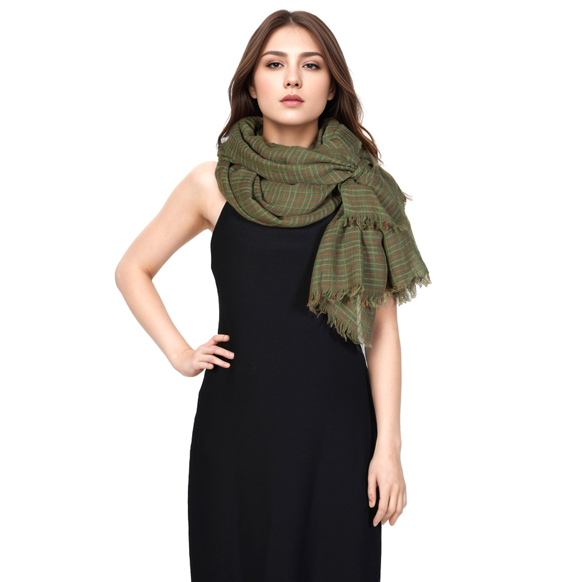 K677 Factory direct sale fashion wool plaid print thin versatile soft casual shawl beach sunscreen scarf headscarf