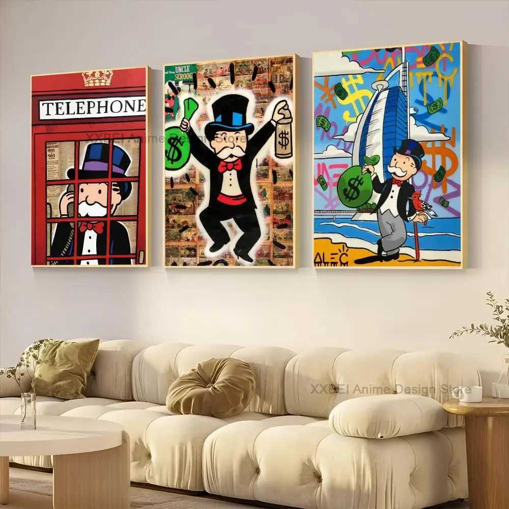 1pc Street Graffiti Art Alec Monopoly Poster Sticker Bedroom Study Wall Art Hanging Painting Decor High Quality Printed Matter Y250510