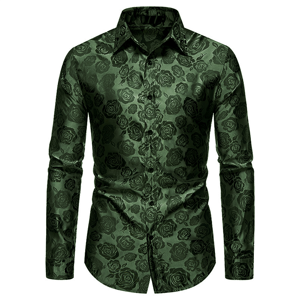 Men's Long-Sleeve Print Casual Shirt - Regular Fit for Outdoors & Parties